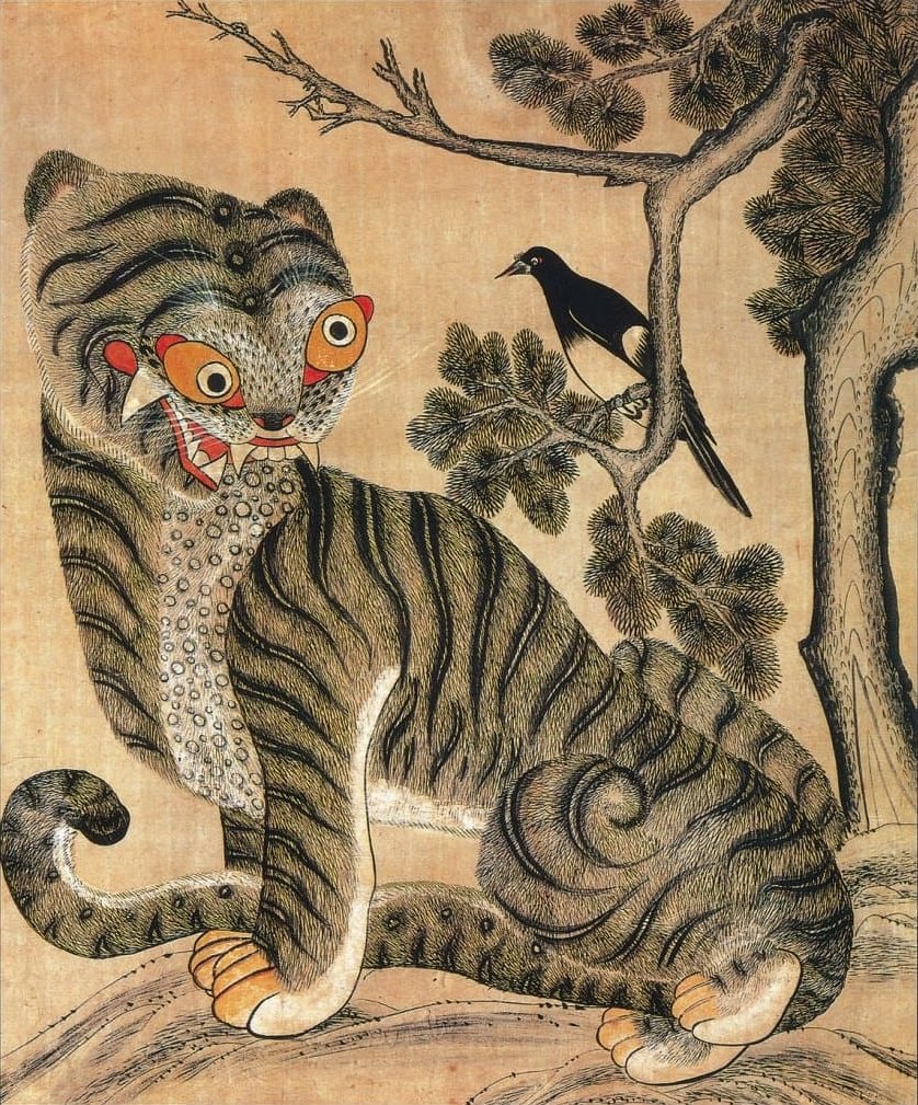 2027 삼재띠 — 조선 민화 호작도(까치호랑이), 삼재막이 부적에 자주 그려진 호랑이